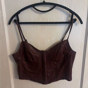 iris Burgundy Faux Leather Bustier Camisole